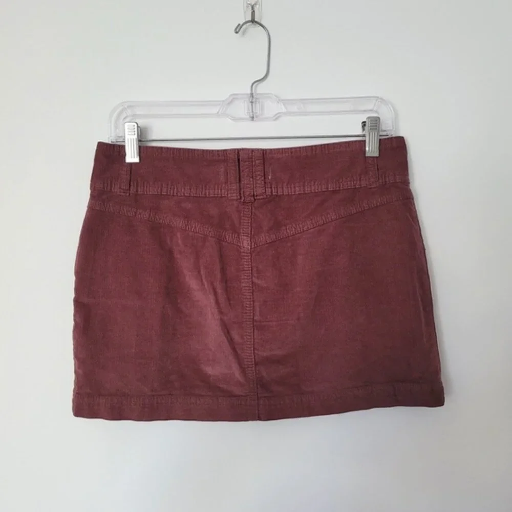 Free People‎ Joanie Brown Corduroy Skirt Size 26 Button Front Mini Cargo Grunge